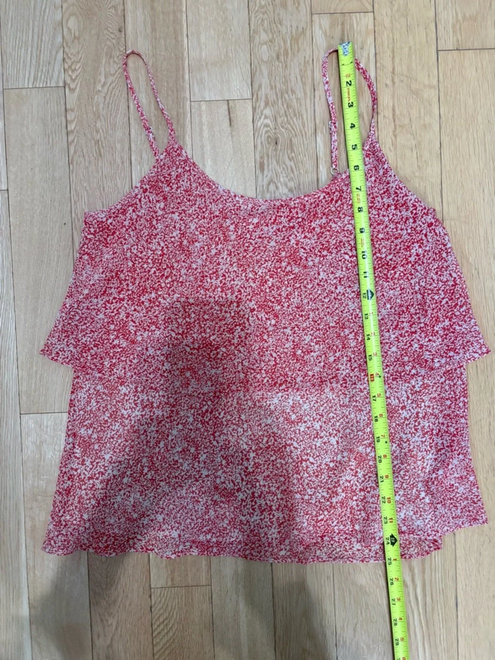 Cabi PAPRIKA Tiered Chiffon Cami Tank Top | Red Geometric Print | Size M - Picture 7 of 9